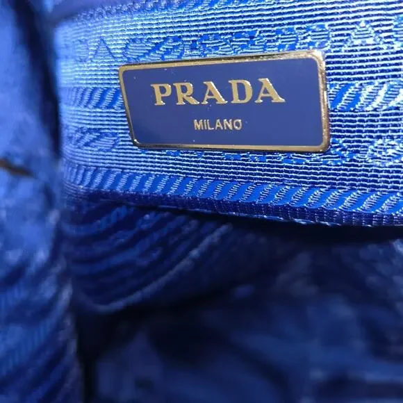 Prada Blue Saffiano Tessuto Zainetto Stampata Floral Nylon Leather Tote Bag - Picture 6 of 9